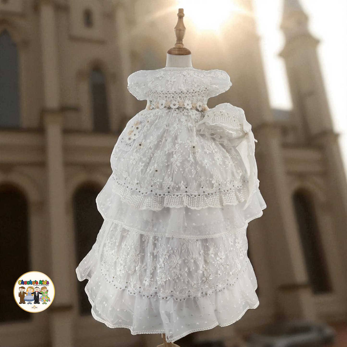Girls Baptism Dress- White (Alicia)