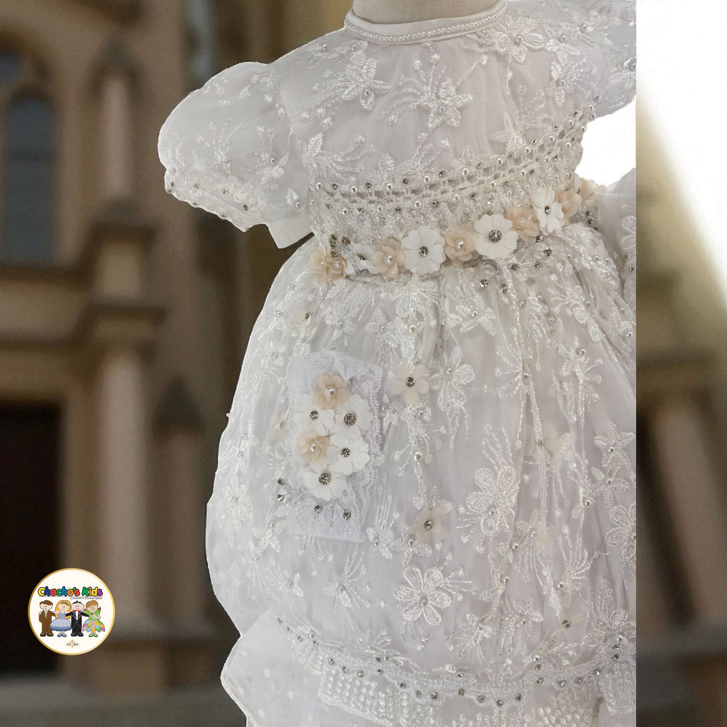 Girls Baptism Dress- White (Alicia)