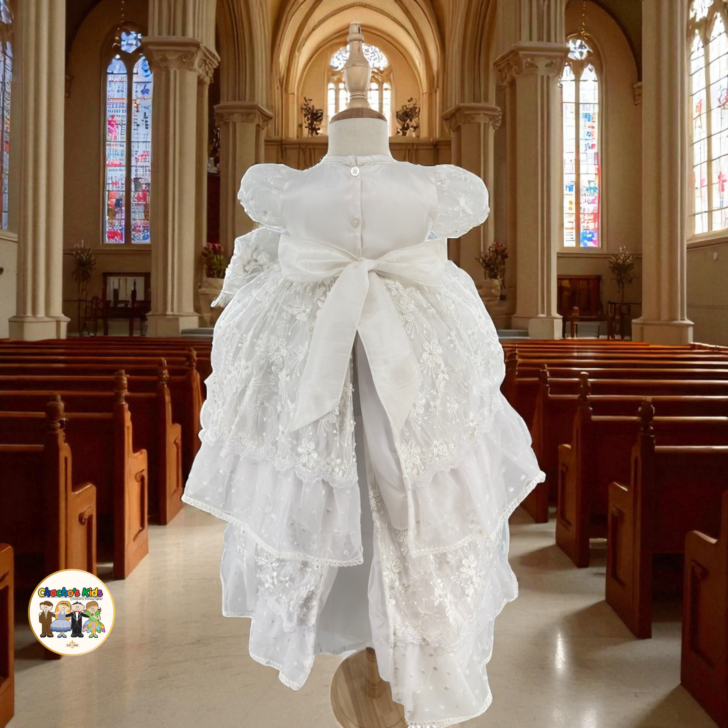 Girls Baptism Dress- White (Alicia)