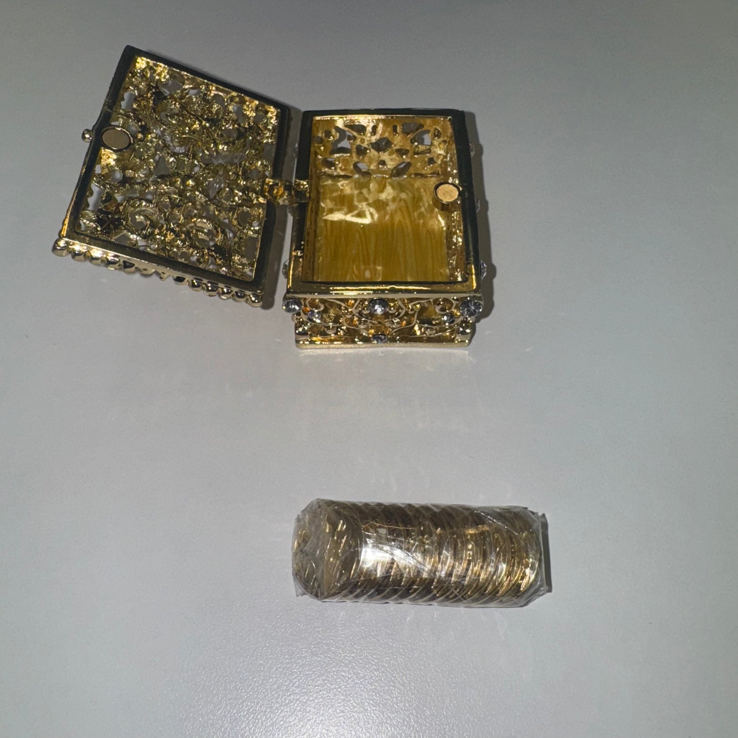 3" Gold Rectangle Crystal Box Set (821-GLD)