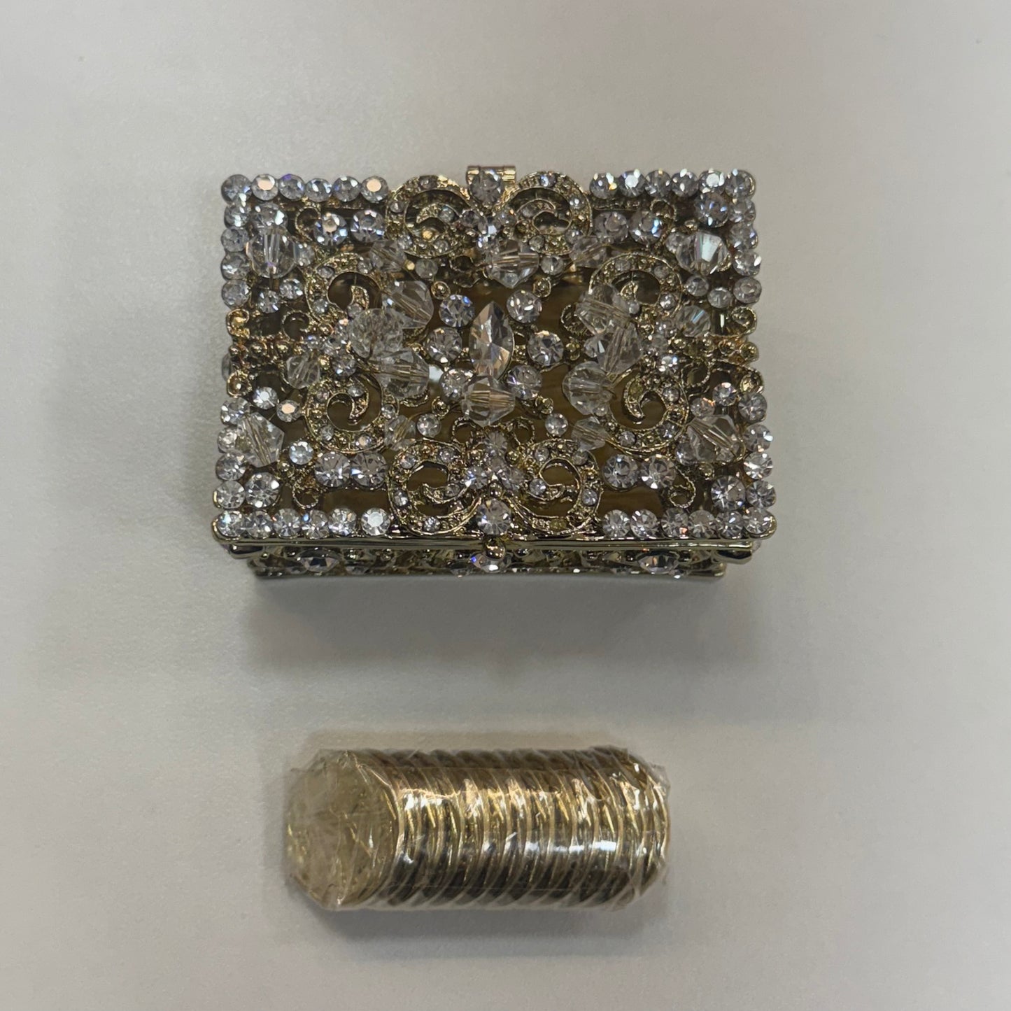 3" Gold Rectangle Crystal Box Set (821-VGLD)
