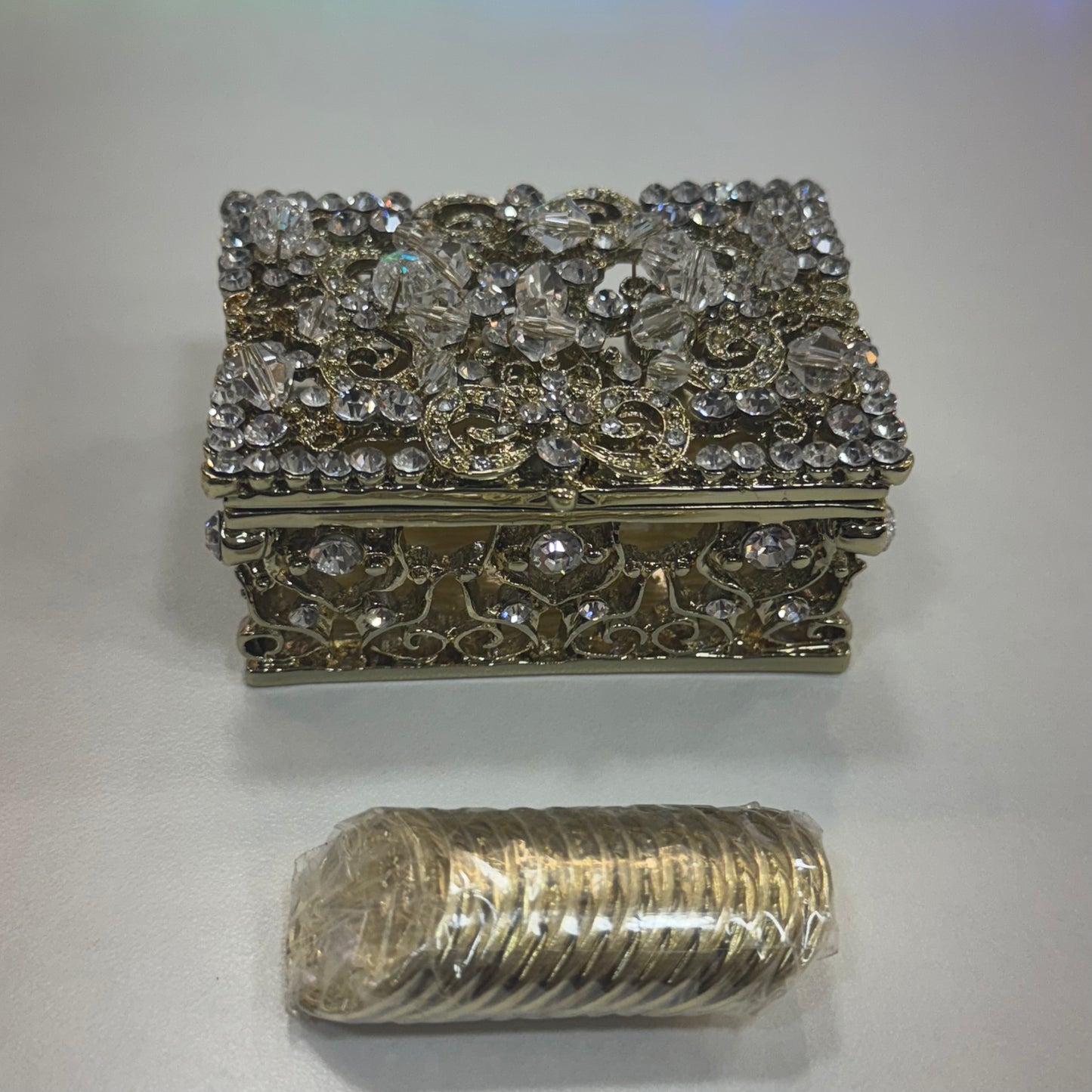 3" Gold Rectangle Crystal Box Set (821-VGLD)