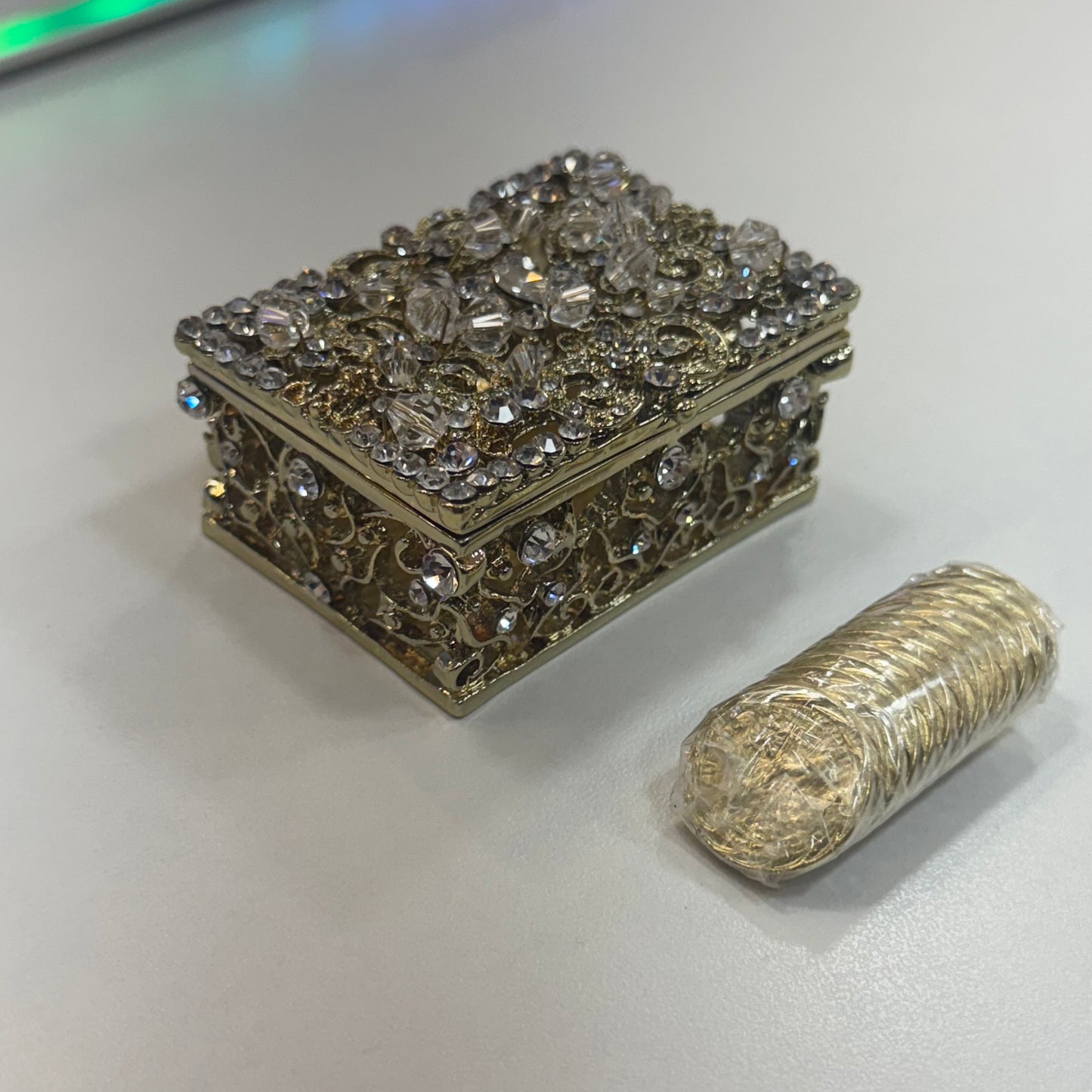 3" Gold Rectangle Crystal Box Set (821-VGLD)