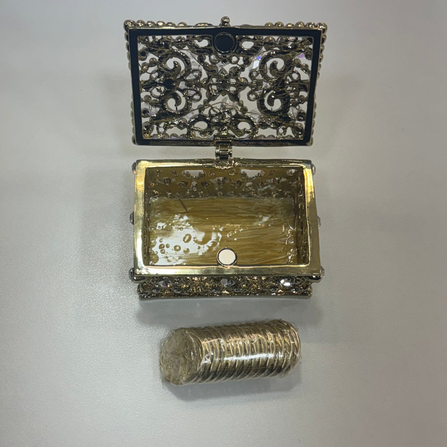 3" Gold Rectangle Crystal Box Set (821-VGLD)