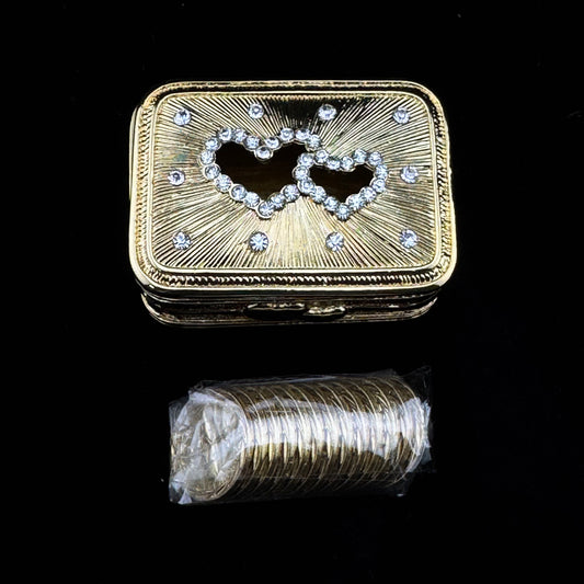 2 1/4" Gold Double Heart Rectangle Set (736-GLD)