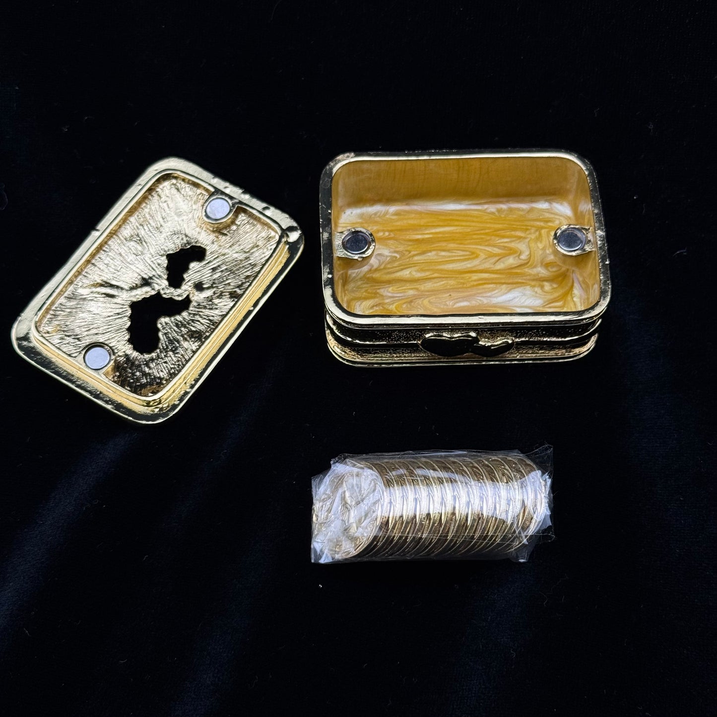 2 1/4" Gold Double Heart Rectangle Set (736-GLD)