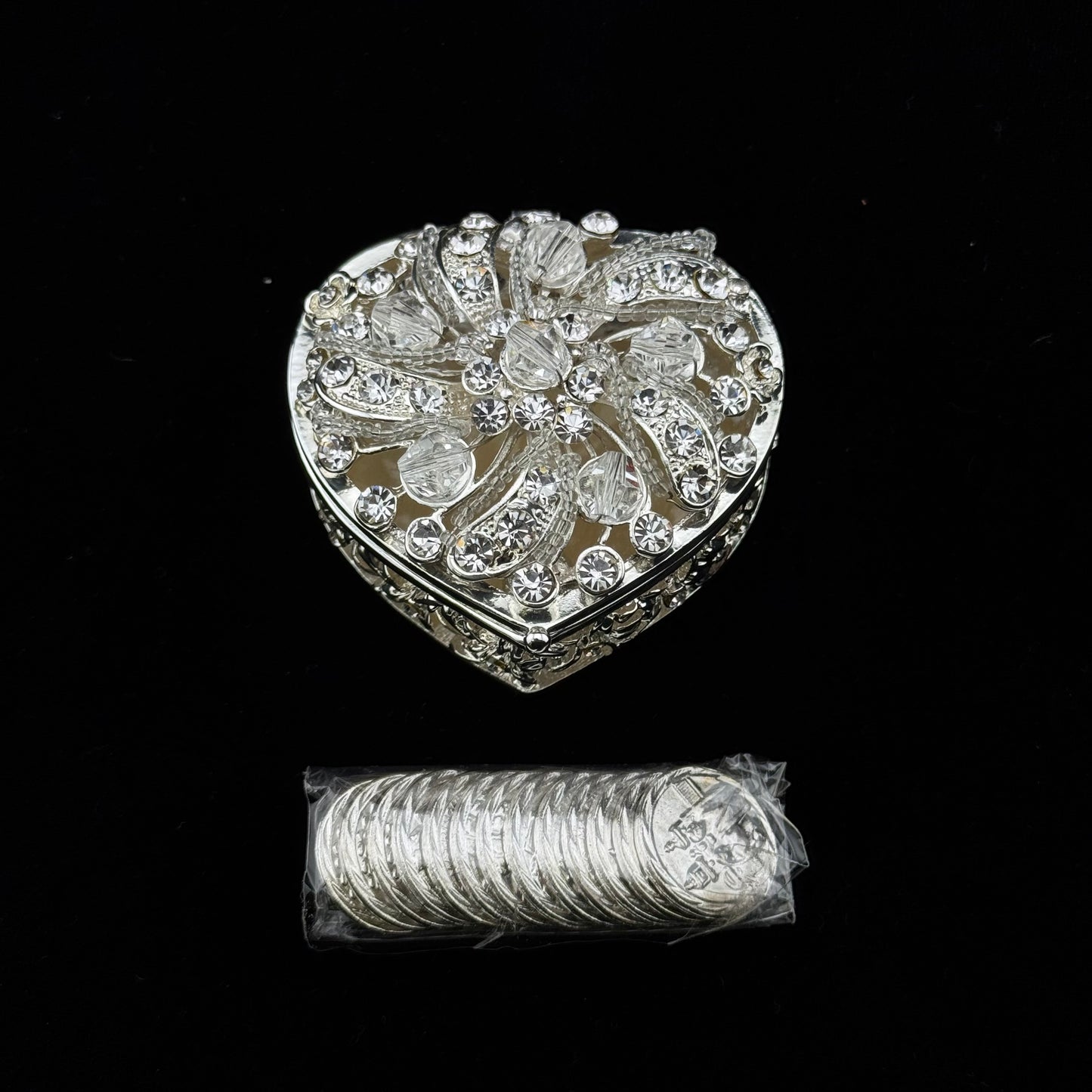 2.75" Silver Heart Crystal Box Set (778-SLV)