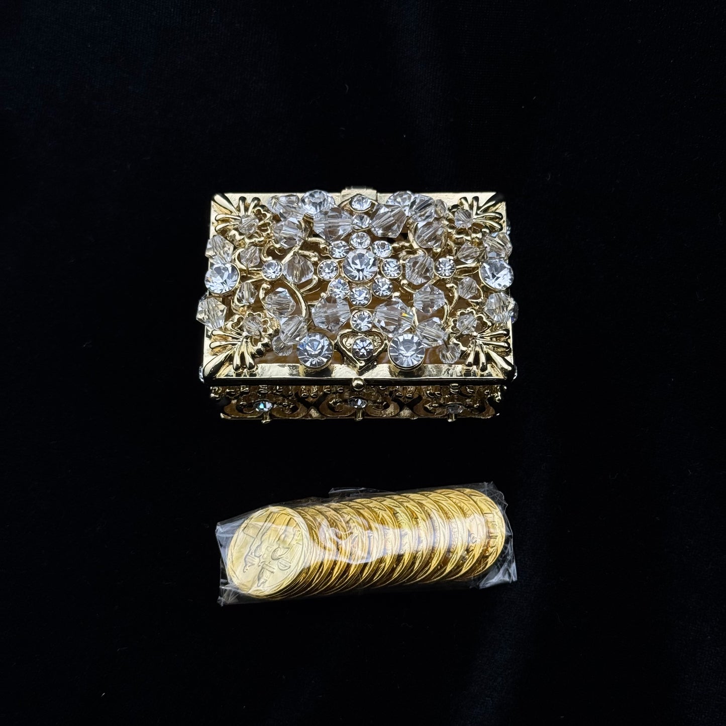 3" Gold Rectangle Crystal Box Set (826-GLD)