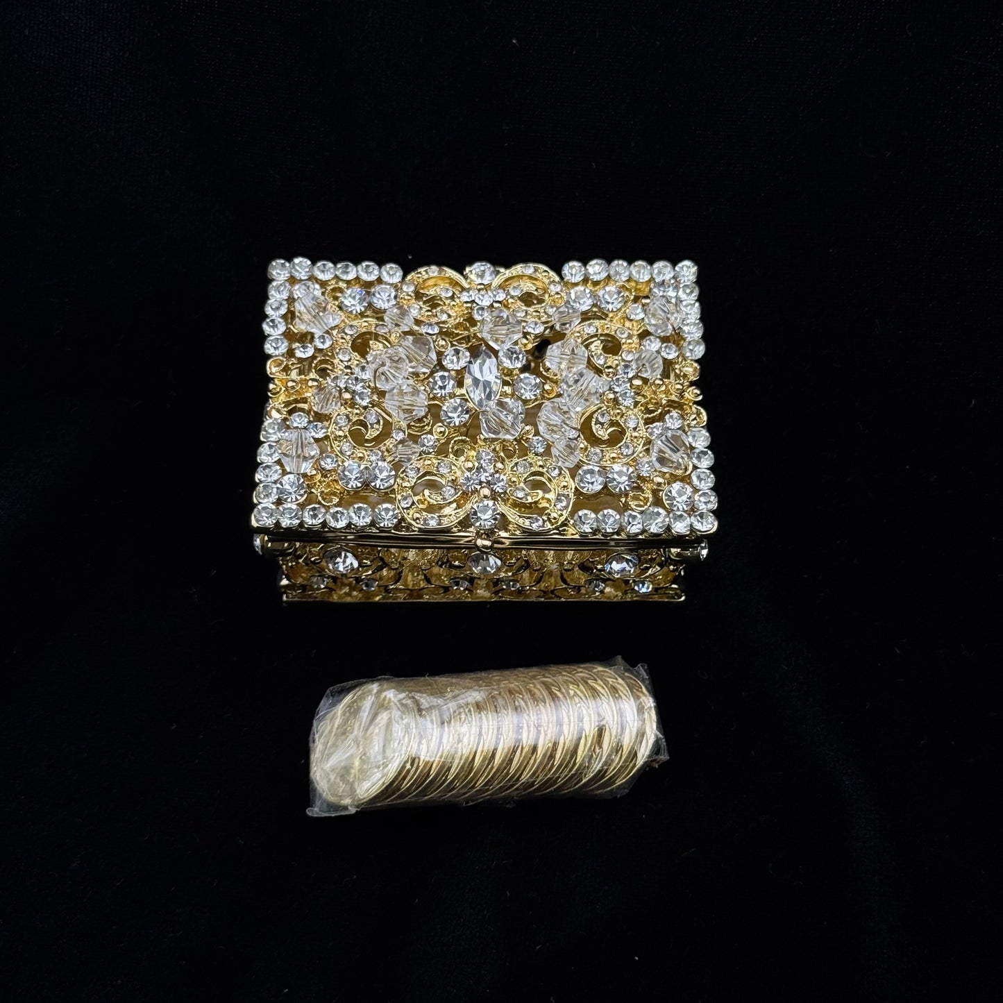 3" Gold Rectangle Crystal Box Set (821-GLD)