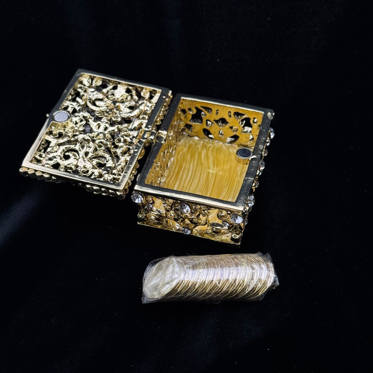3" Gold Rectangle Crystal Box Set (821-GLD)