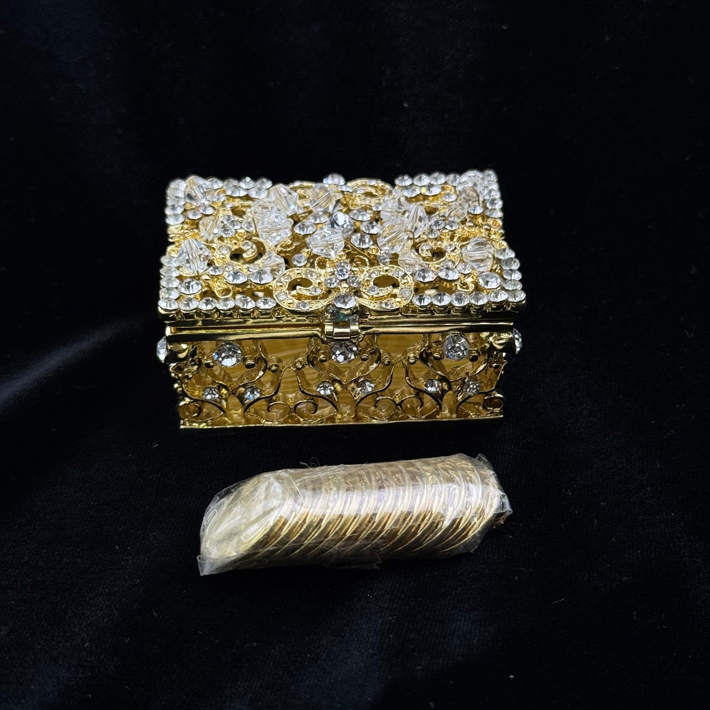 3" Gold Rectangle Crystal Box Set (821-GLD)