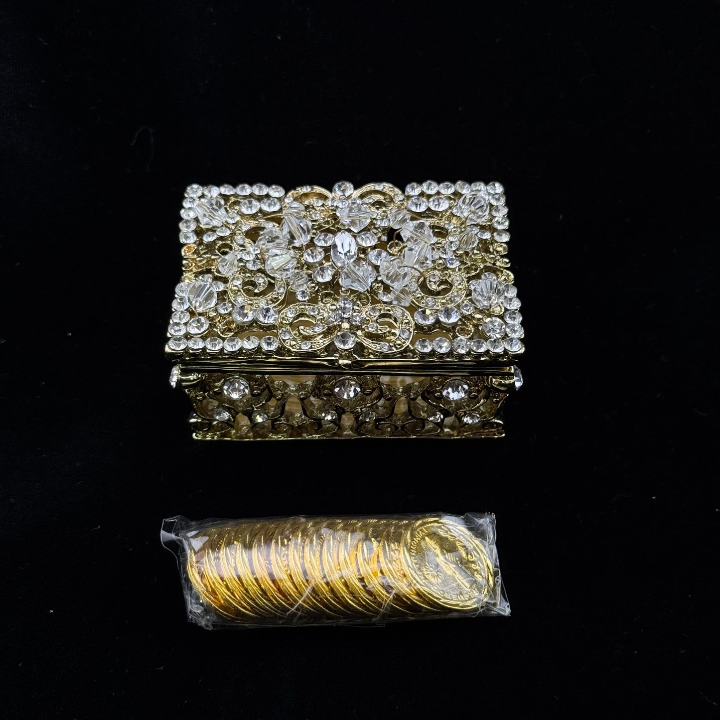 3" Gold Rectangle Crystal Box Set (821-VGLD)