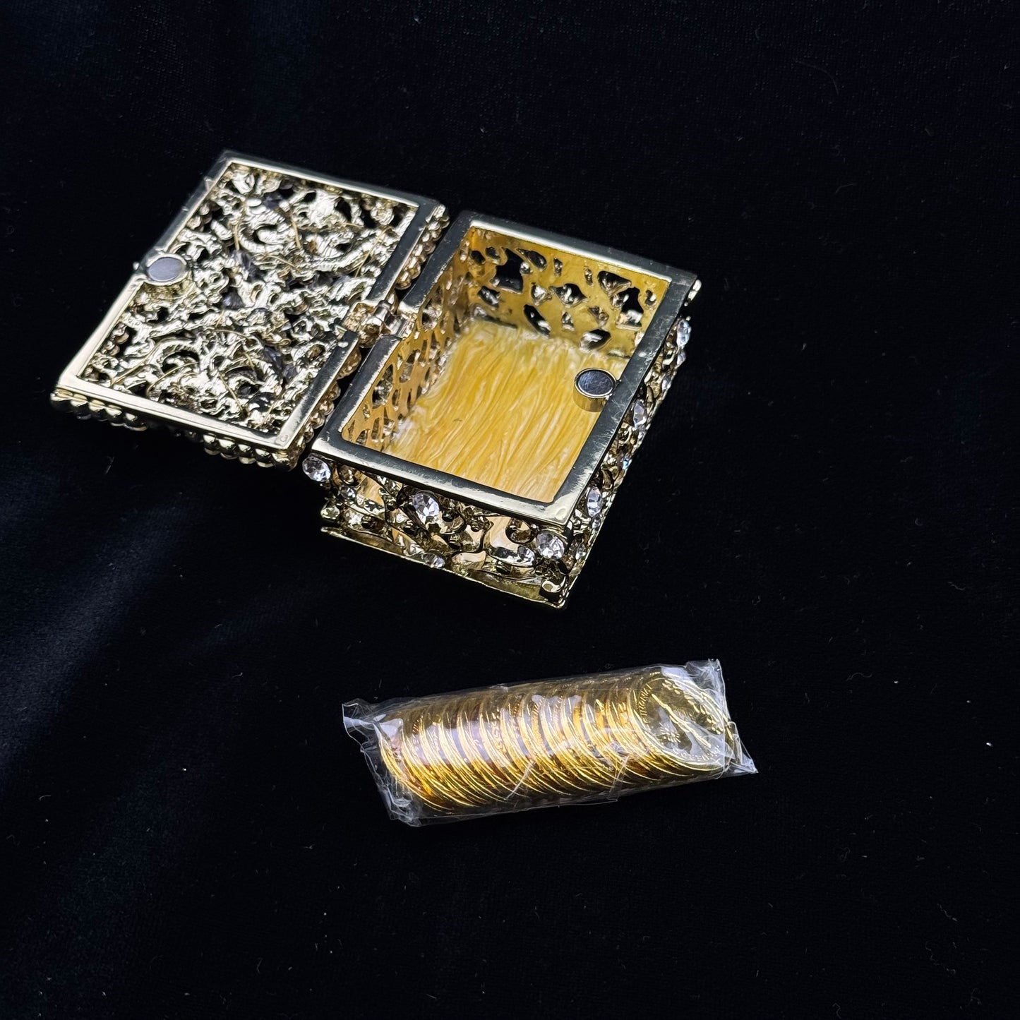 3" Gold Rectangle Crystal Box Set (821-VGLD)