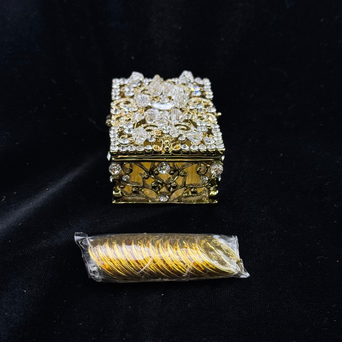 3" Gold Rectangle Crystal Box Set (821-VGLD)