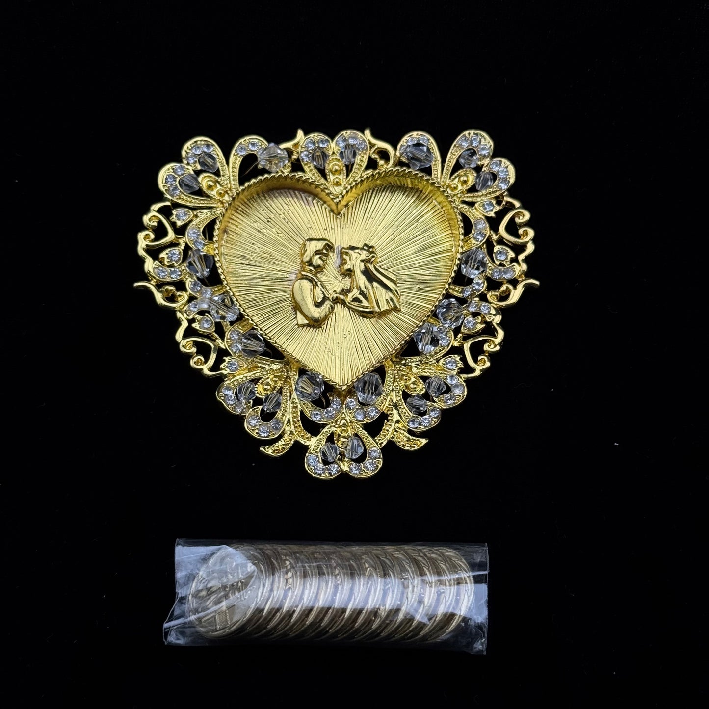 3" Gold Couple Heart Set (807-GLD)