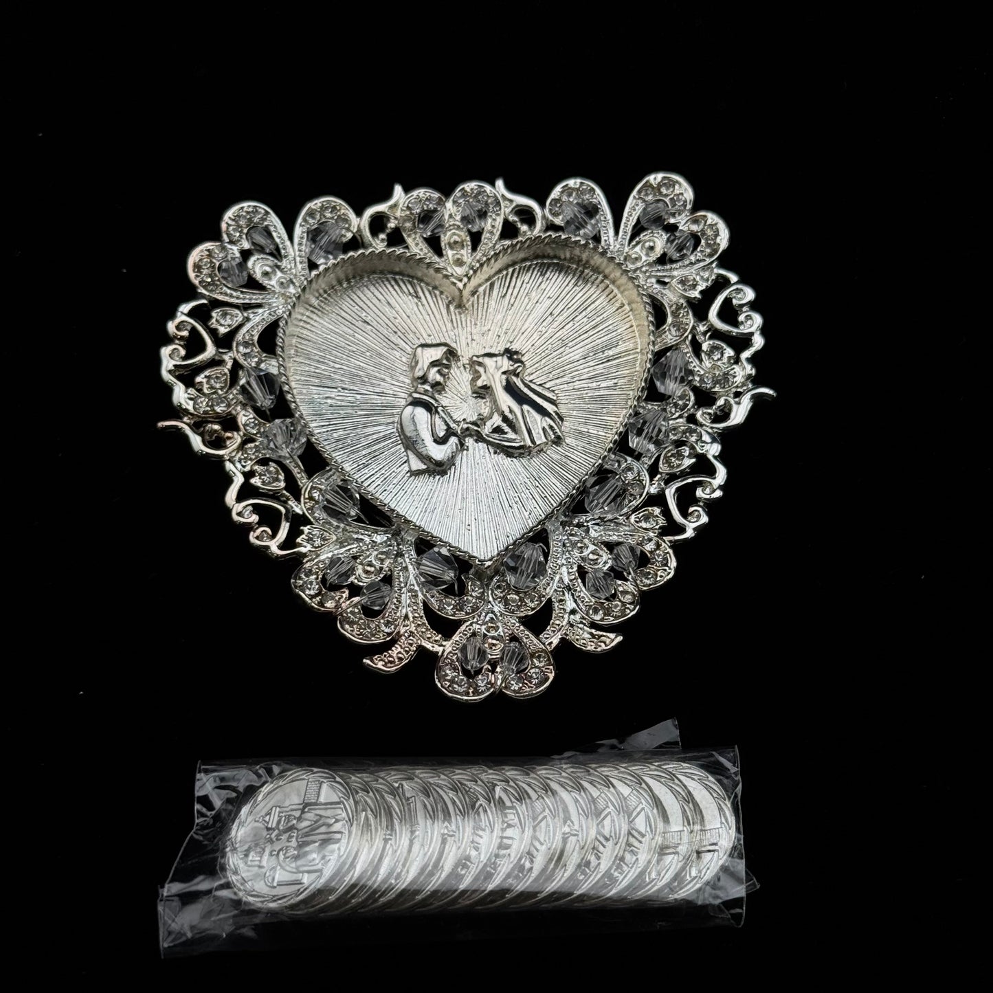 3" Gold Couple Heart Set (807-SLV)