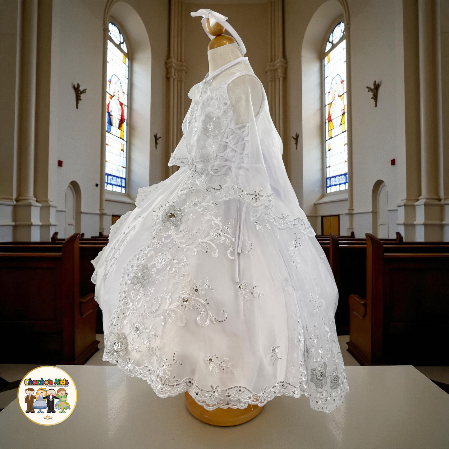 Girls Baptism Dress Virgin Mary-White (442)