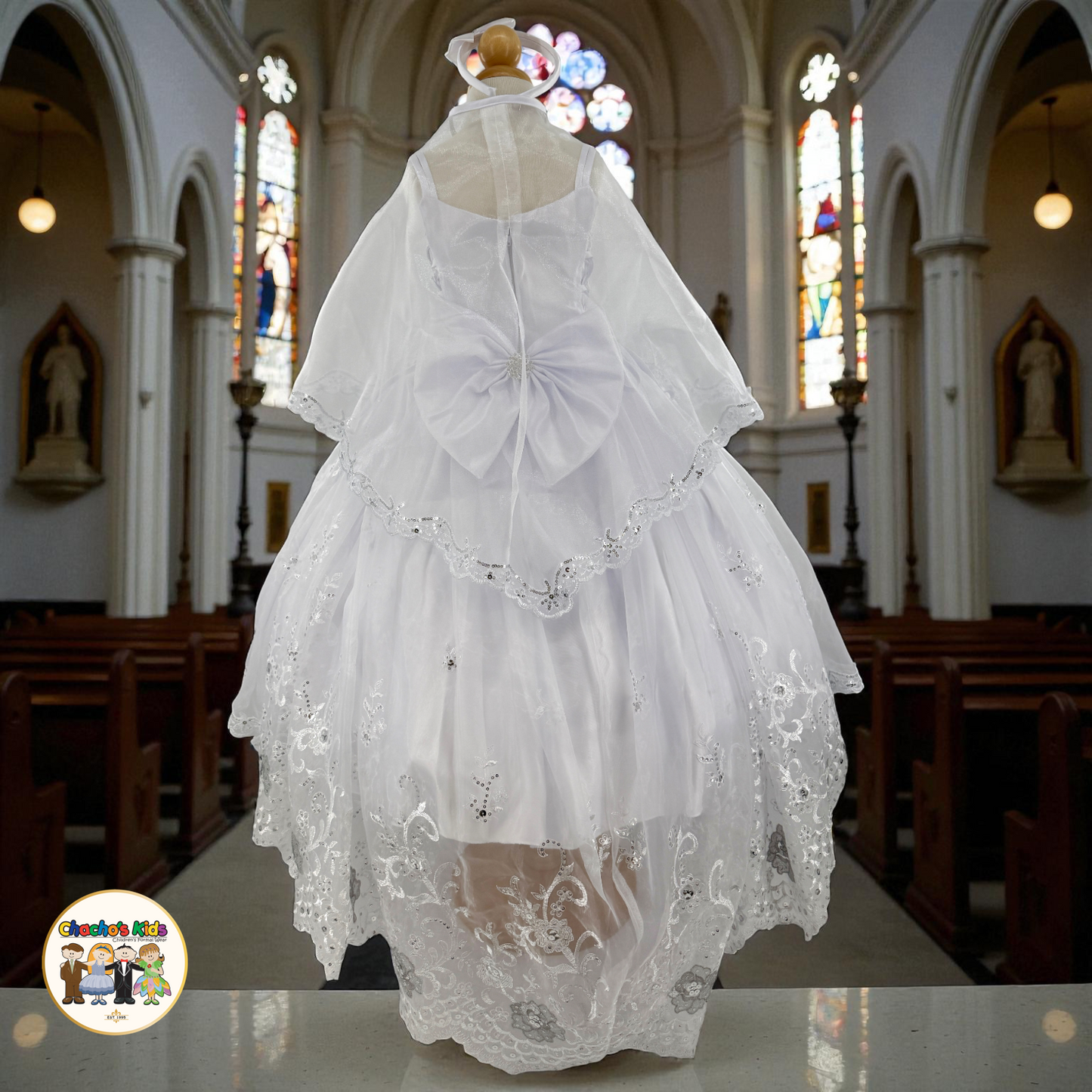 Girls Baptism Dress Virgin Mary-White (442)