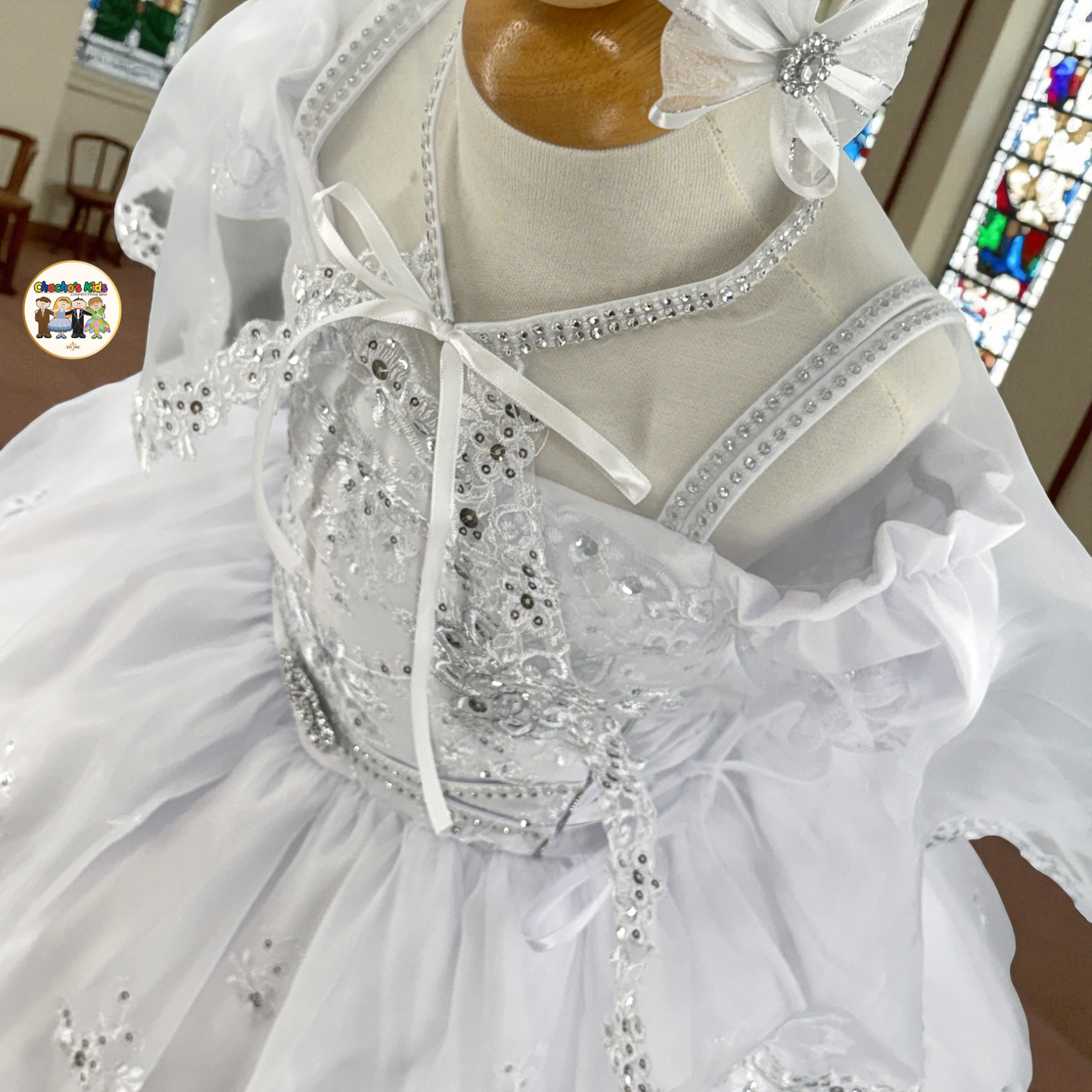Girls Baptism Dress - White (462)