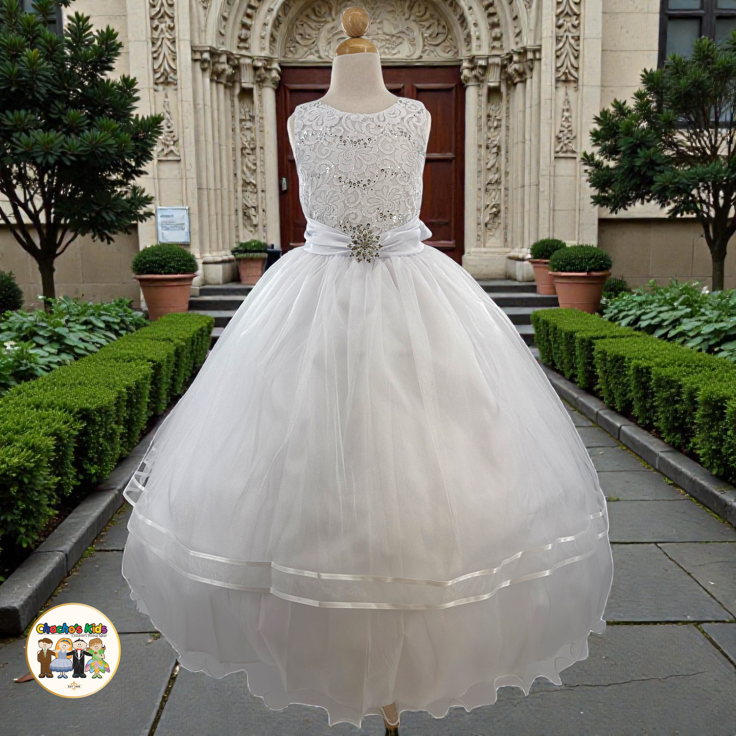 First Communion White Dress (1523) – Chacho's Kids