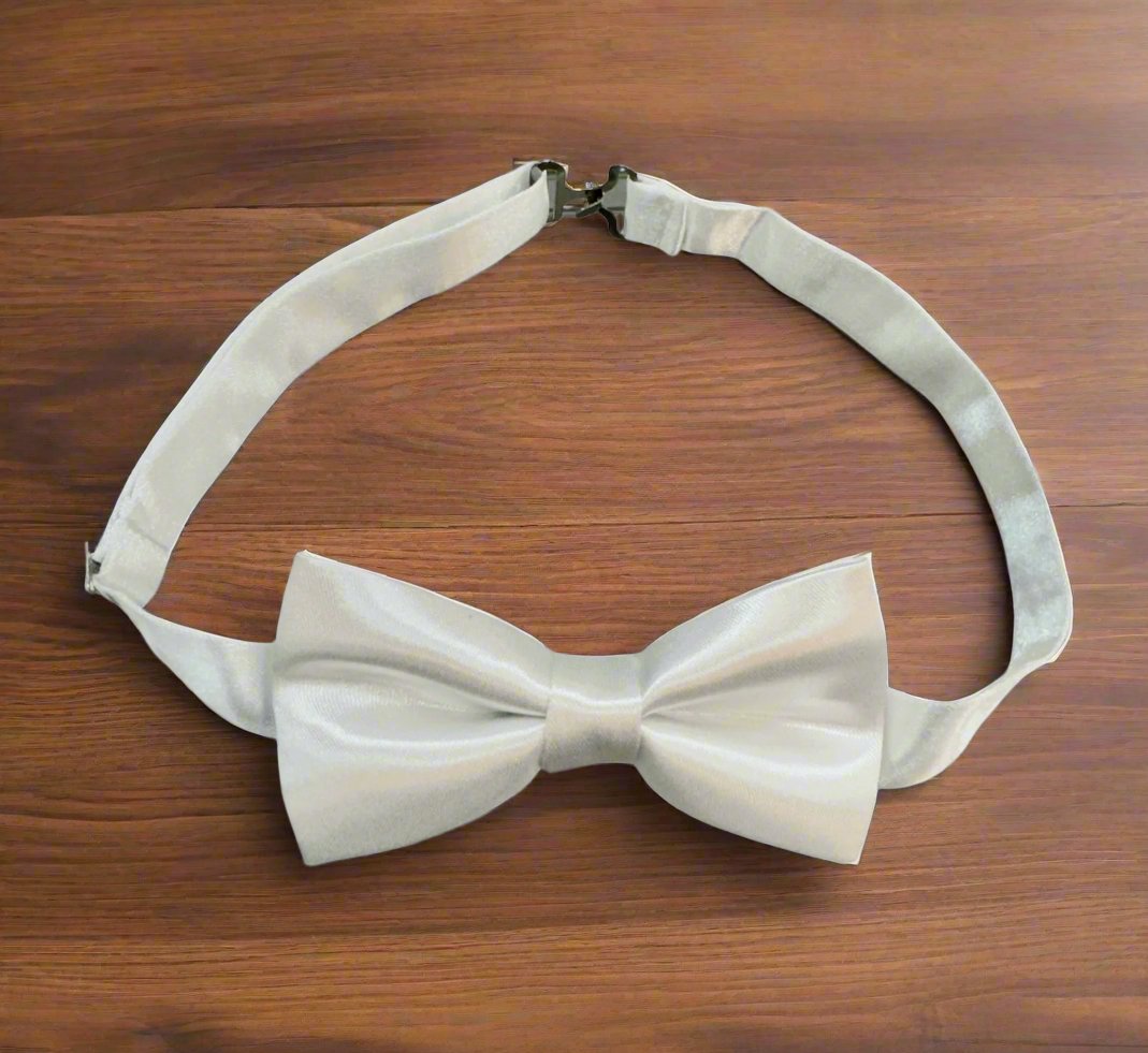 Satin Bow Tie (White)-Boys-White-Chacho’s Kids