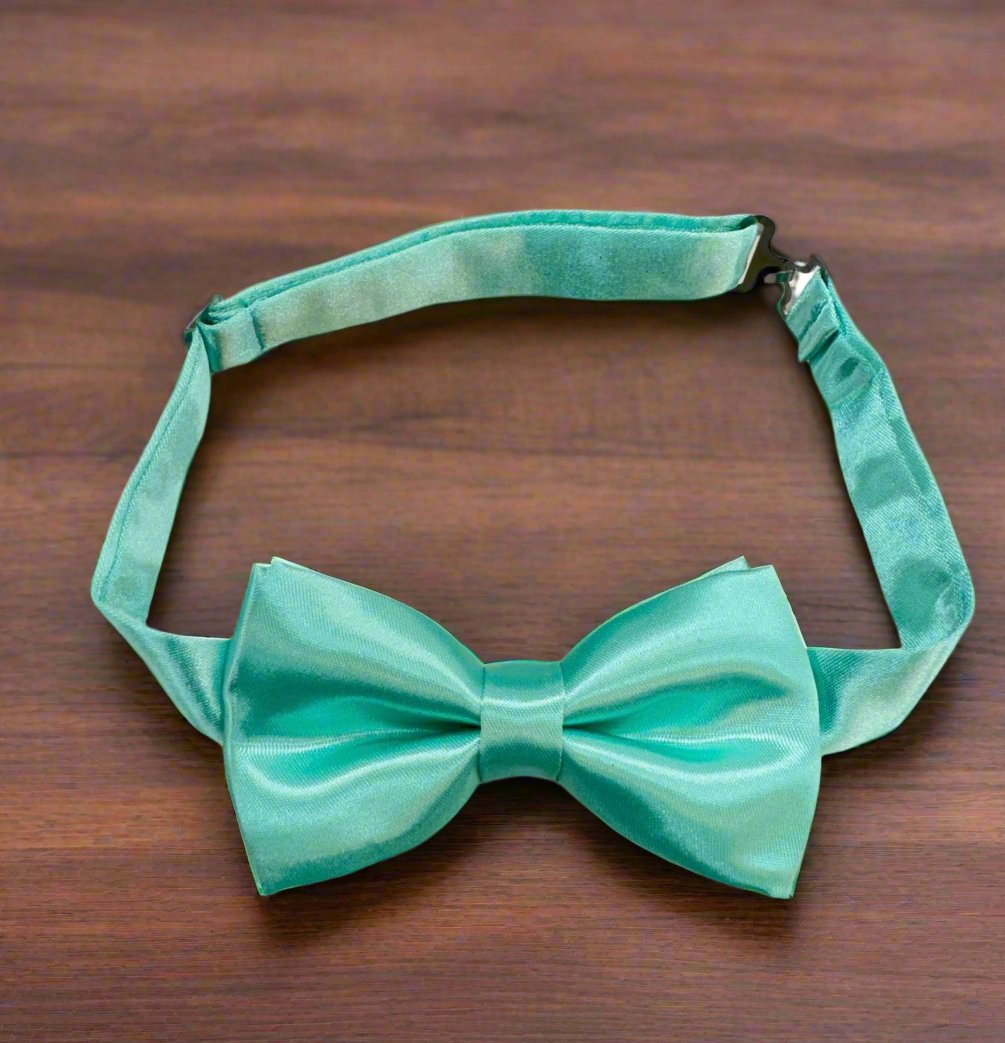 Satin Bow Tie (Aqua Green)-Boys-Aqua Green-Chacho’s Kids