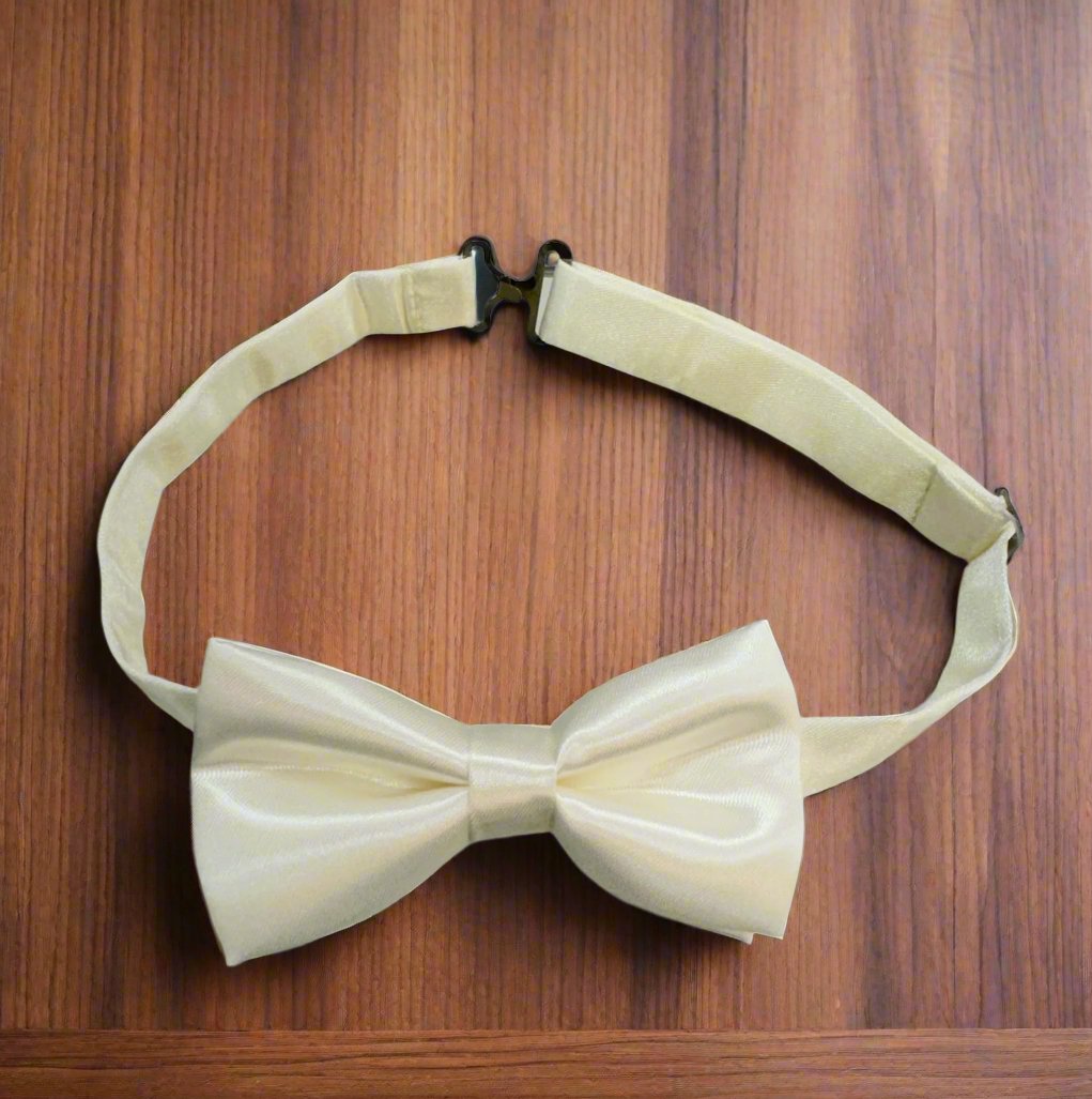 Satin Bow Tie (Ivory)-Boys-Ivory-Chacho’s Kids