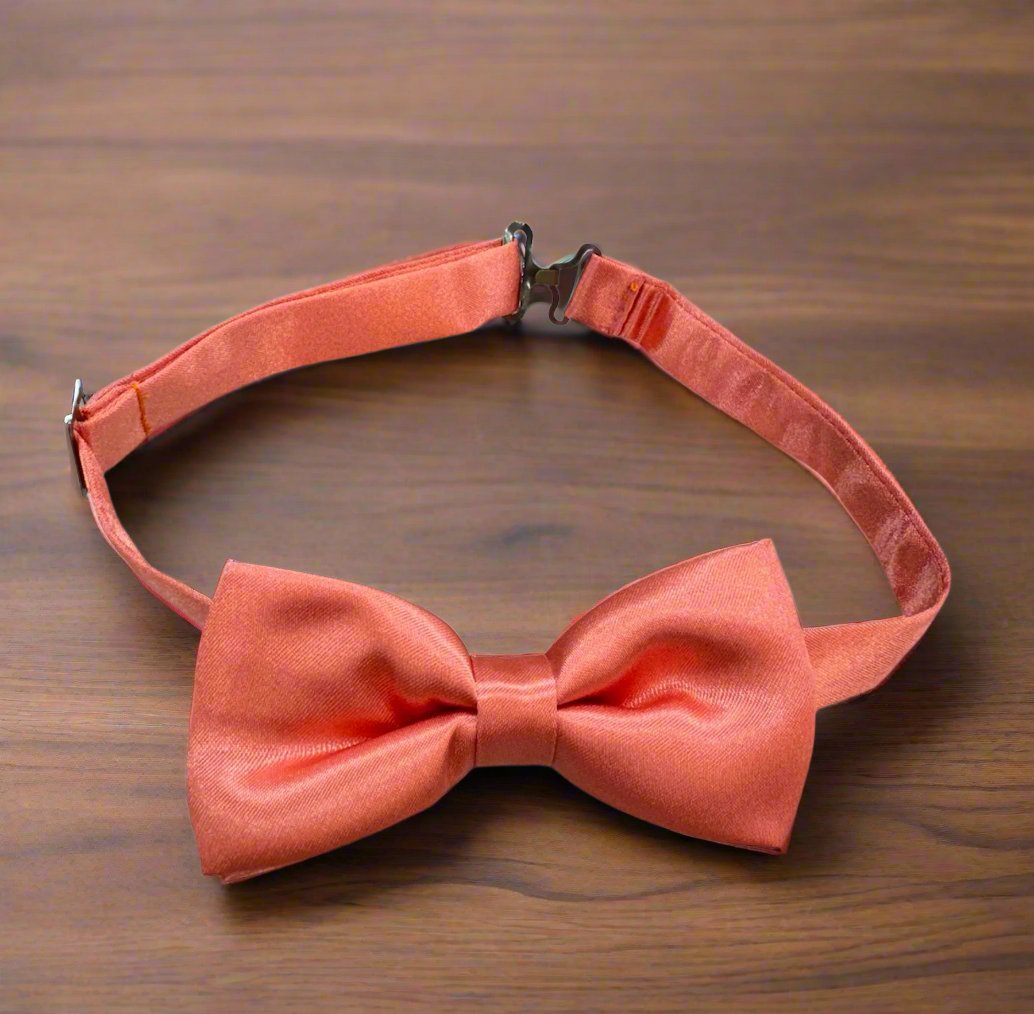 Satin Bow Tie (Coral)-Boys-Coral-Chacho’s Kids