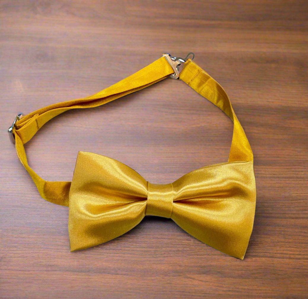 Satin Bow Tie (Gold)-Boys-Gold-Chacho’s Kids