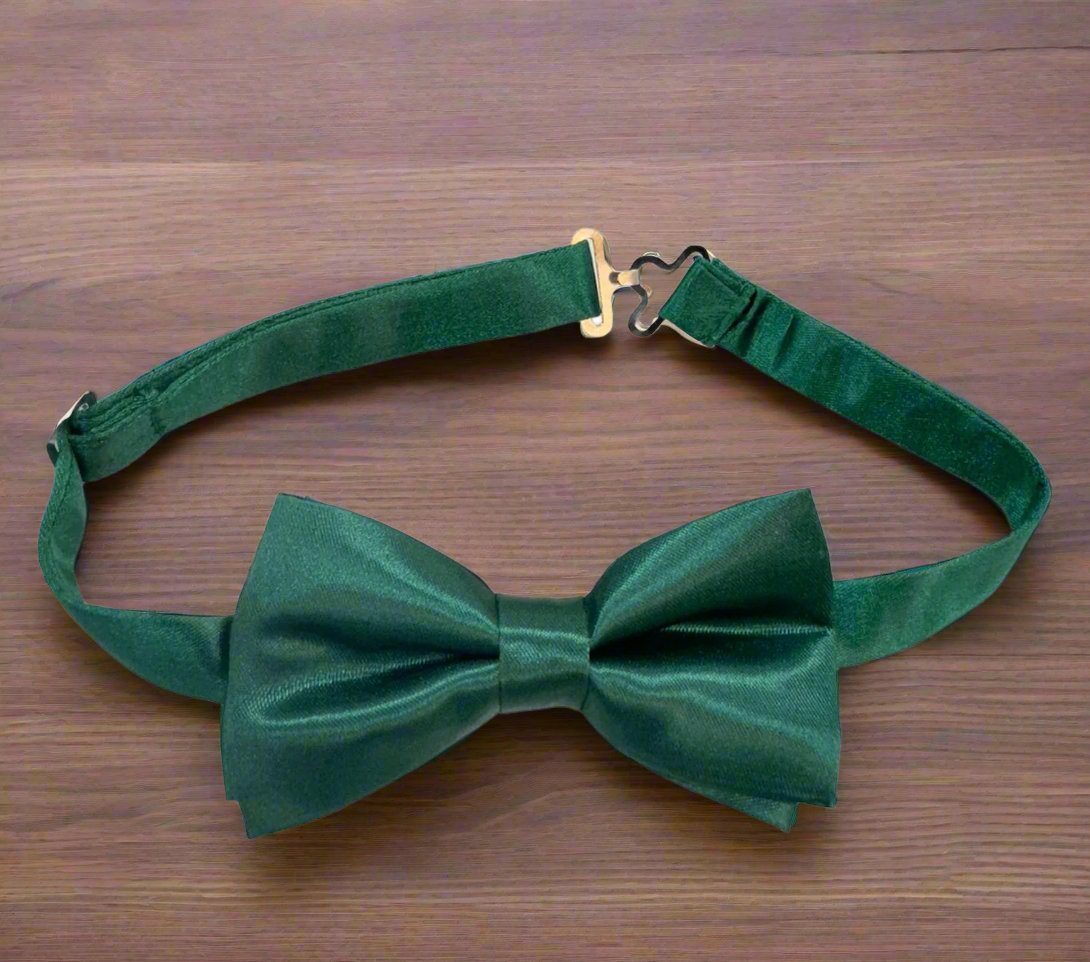 Satin Bow Tie (Hunter Green)-Boys-Hunter Green-Chacho’s Kids