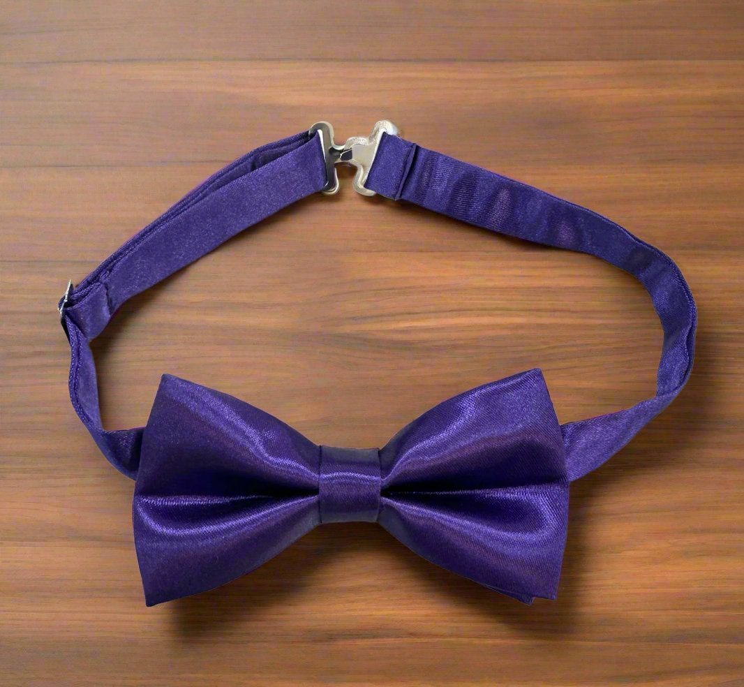 Satin Bow Tie (Purple)-Boys-Purple-Chacho’s Kids
