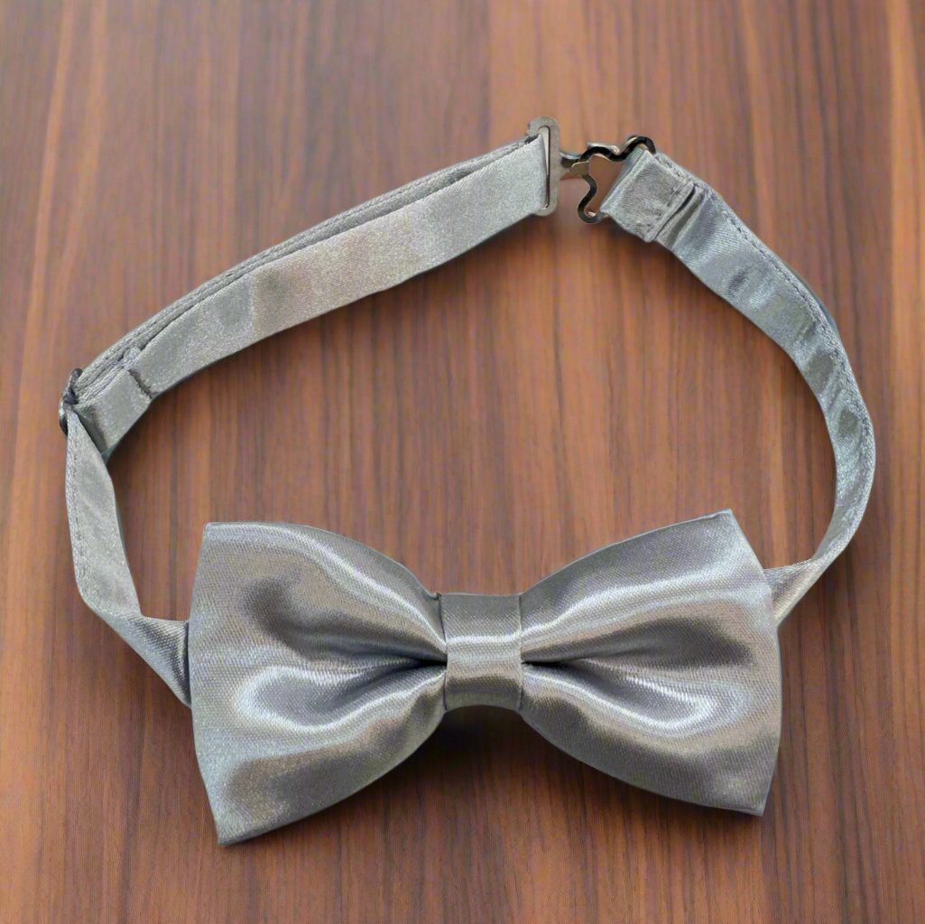 Satin Bow Tie (Silver)-Boys-Silver-Chacho’s Kids