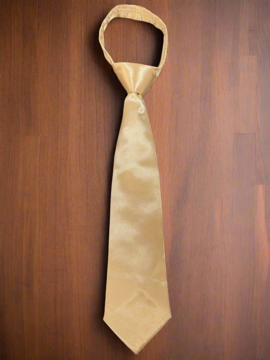Satin Zipper Tie (Champagne)-Boys-Champagne-S-Chacho’s Kids