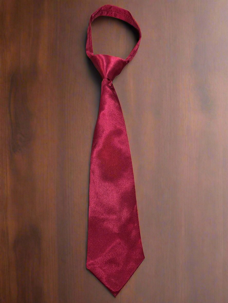 Satin Zipper Tie (Burgundy)-Boys-Burgundy-S-Chacho’s Kids