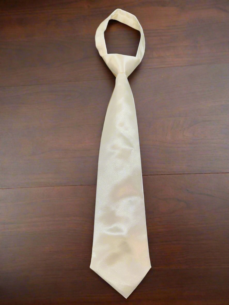 Satin Zipper Tie (Ivory)-Boys-Ivory-S-Chacho’s Kids