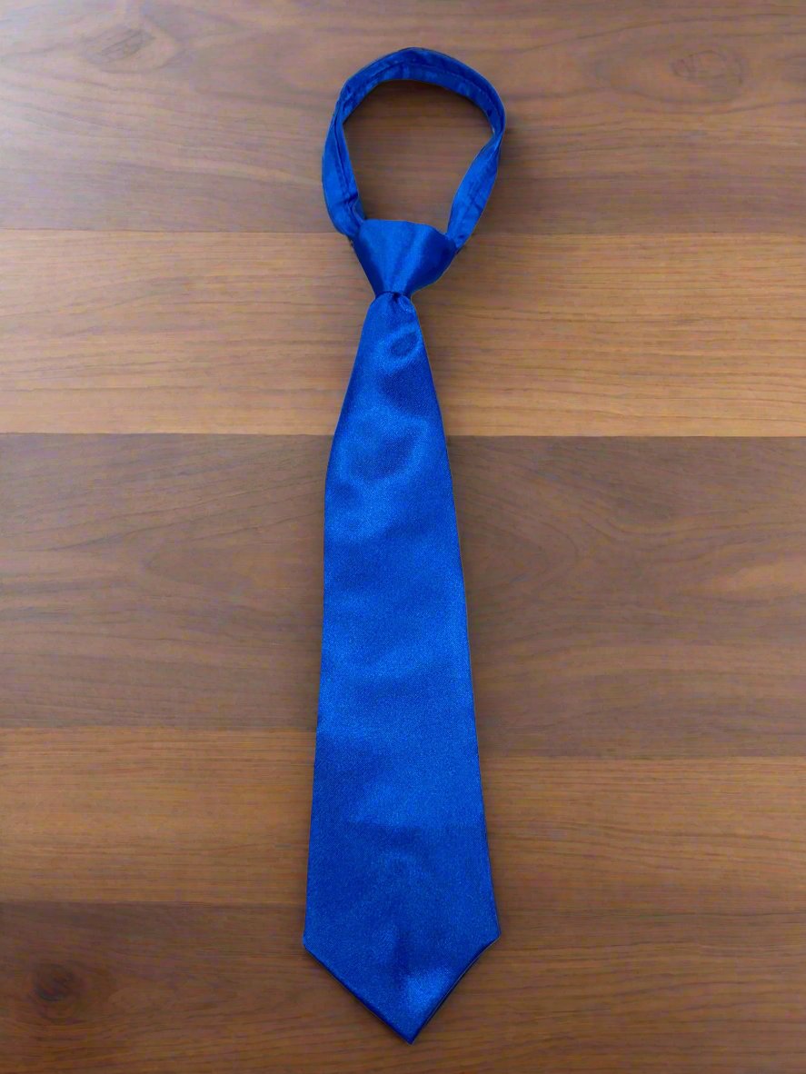 Satin Zipper Tie (Royal Blue)-Boys-Royal Blue-S-Chacho’s Kids