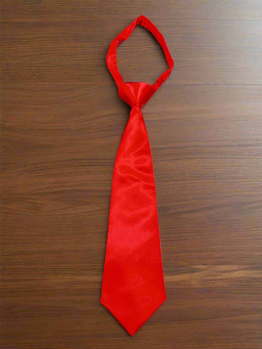 Satin Zipper Tie (Red)-Boys-Red-S-Chacho’s Kids