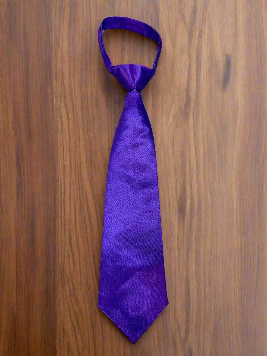 Satin Zipper Tie (Purple)-Boys-Purple-S-Chacho’s Kids