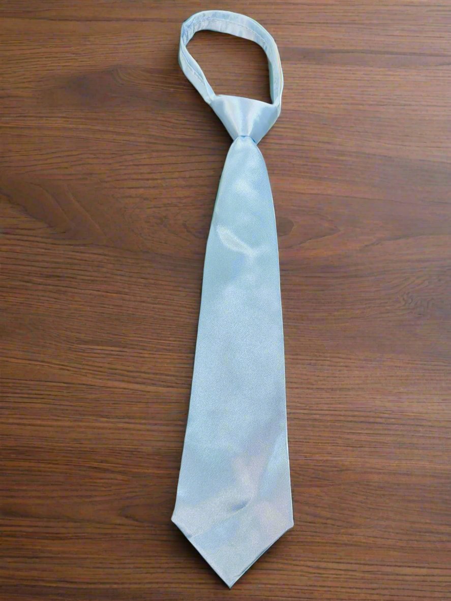 Satin Zipper Tie (Baby Blue)-Boys-Baby Blue-S-Chacho’s Kids
