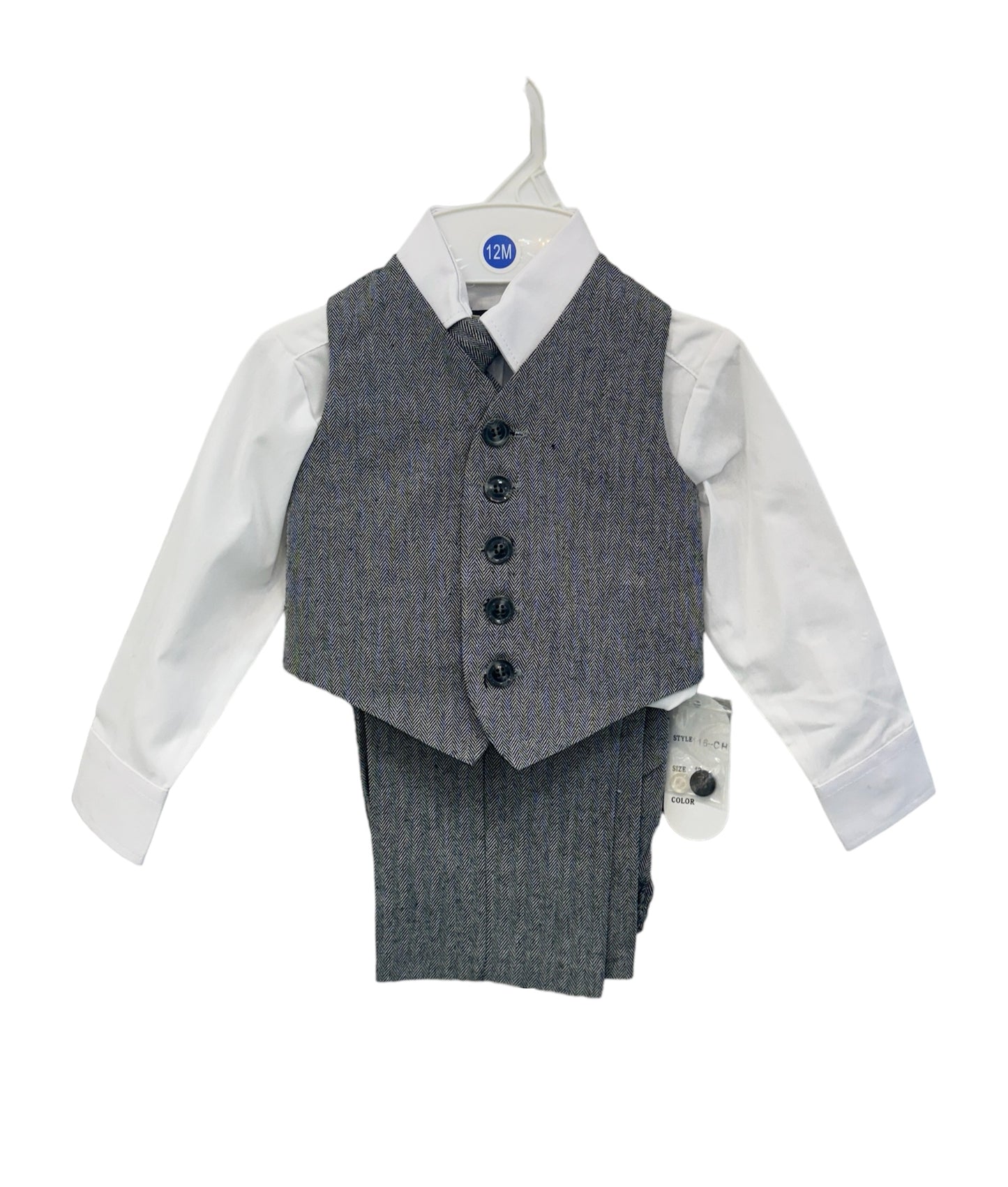 Boys Linen Vest Set (116)-Boys-Gray-6M-Chacho’s Kids