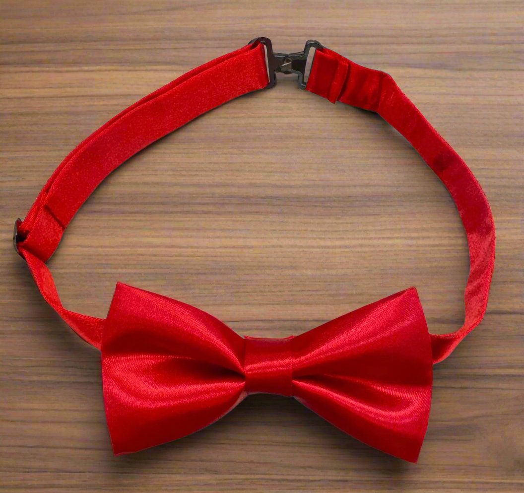 Satin Bow Tie (Red)-Boys-Red-Chacho’s Kids