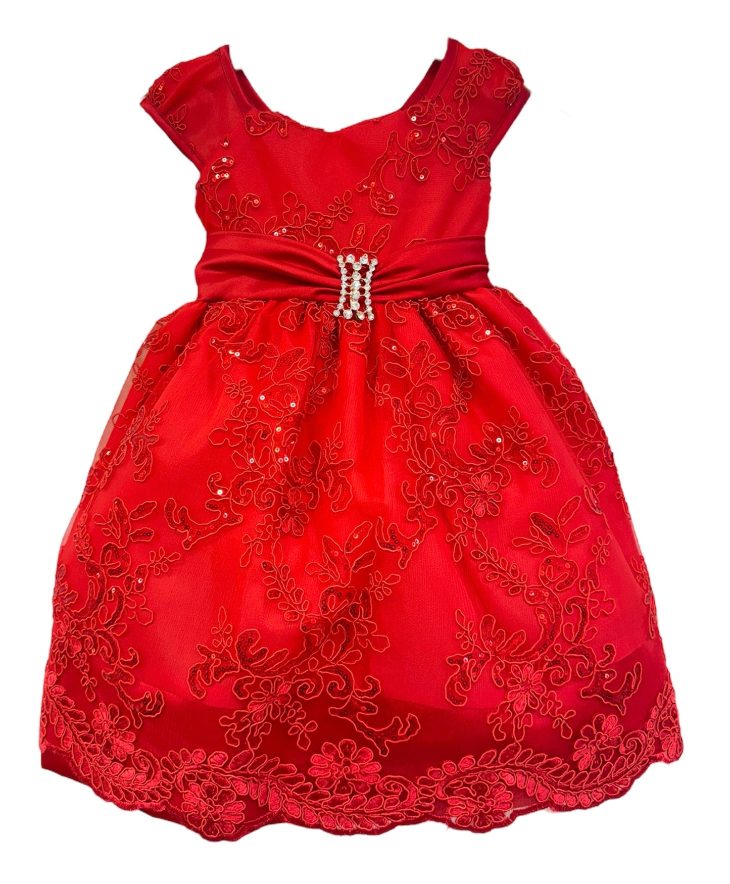Baby Party / Flower Girl Dress (B191)-Girls-Red-6M-Chacho's-Kids