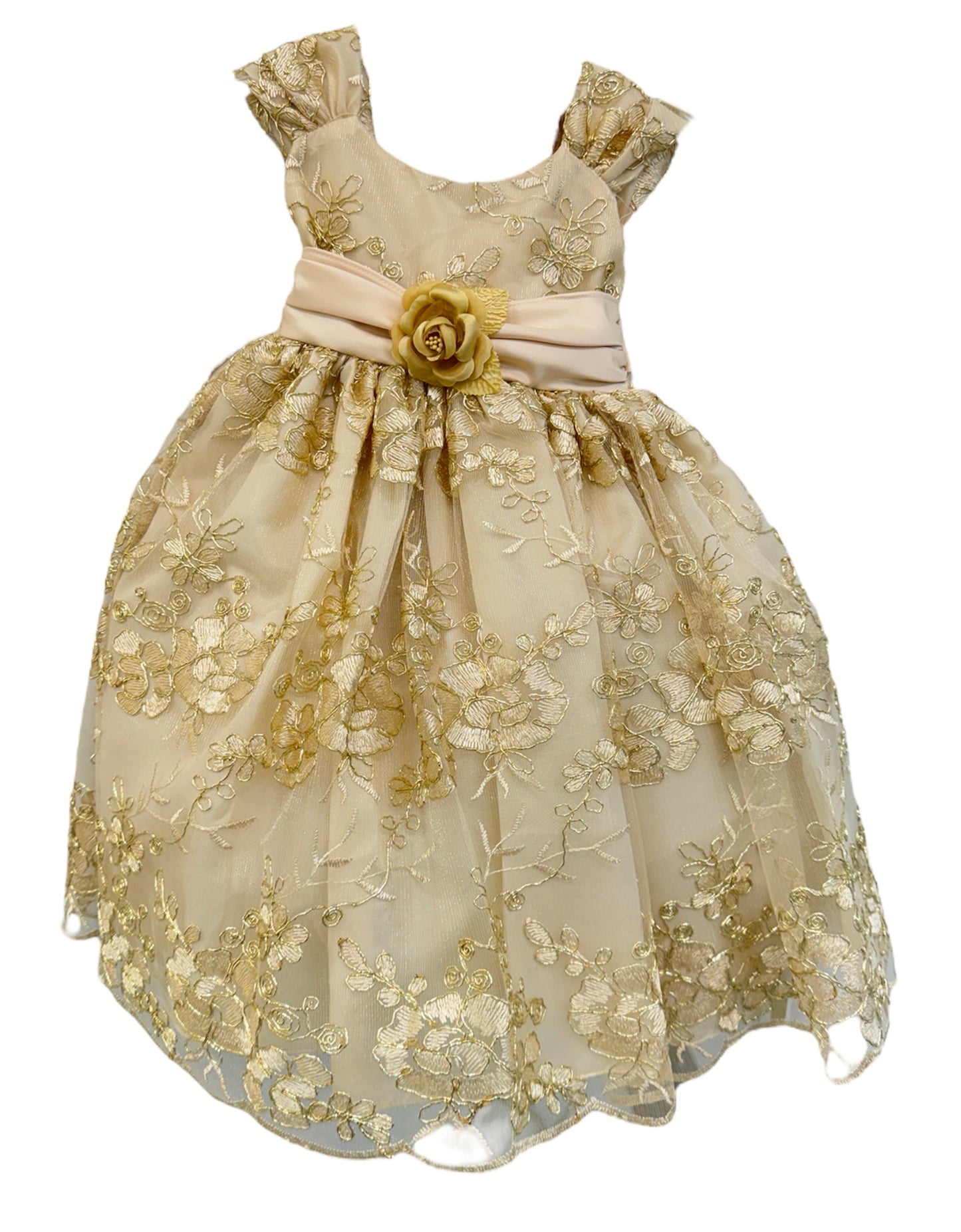 Party / Flower Girl Dress (216)-Girls-Gold-2-Chacho's Kids