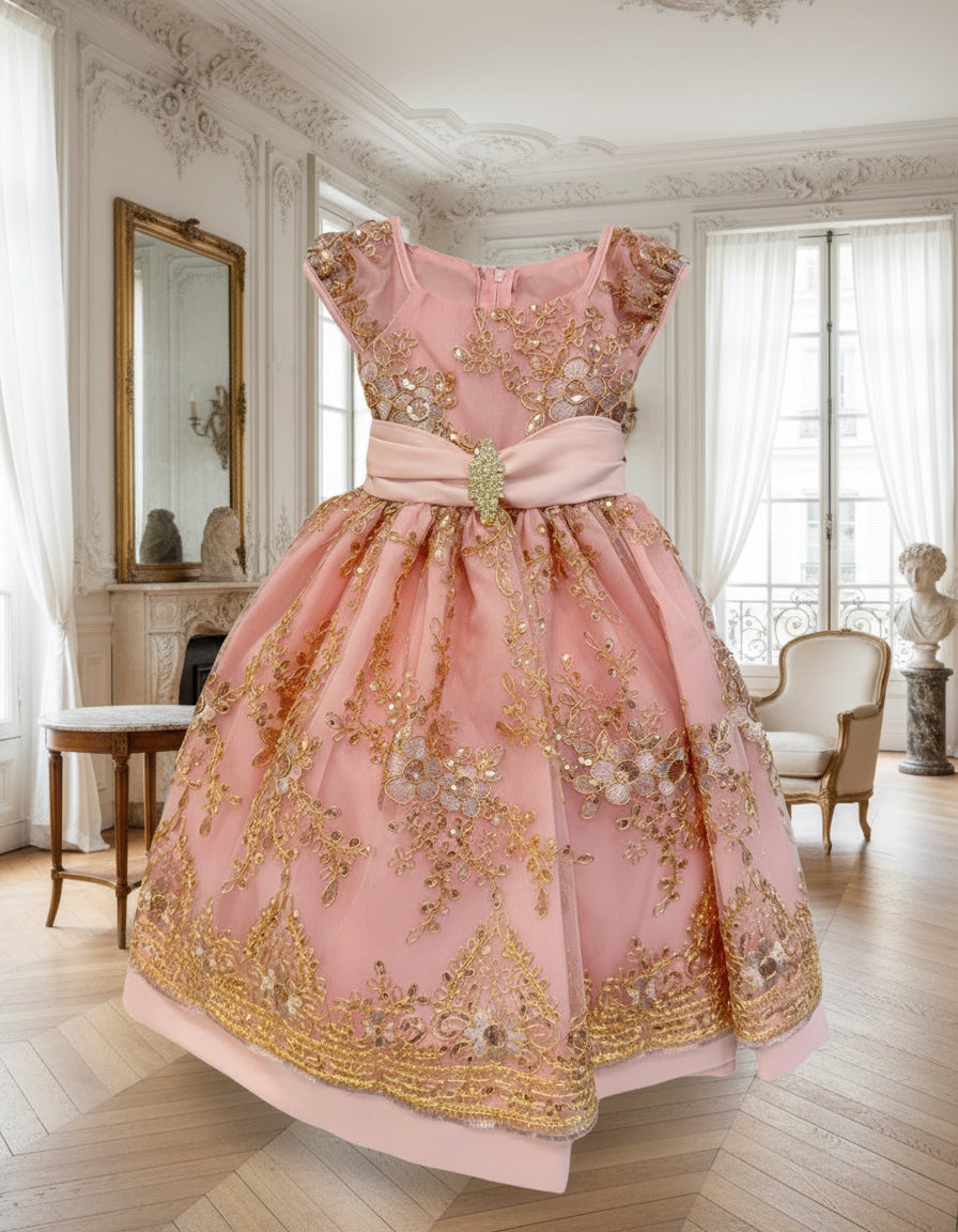 Party / Flower Girl Dress (191)-Girls-Rose Gold-2-Chacho's Kids