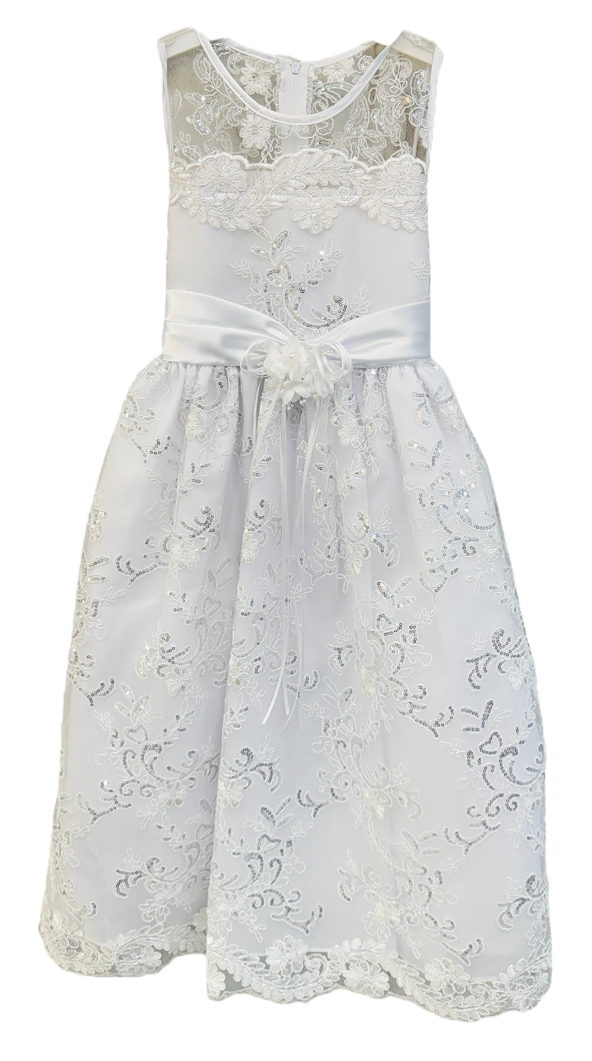 Party/Flower Girl Dress (D1550-1)-Girls-White-2-Chacho's Kids