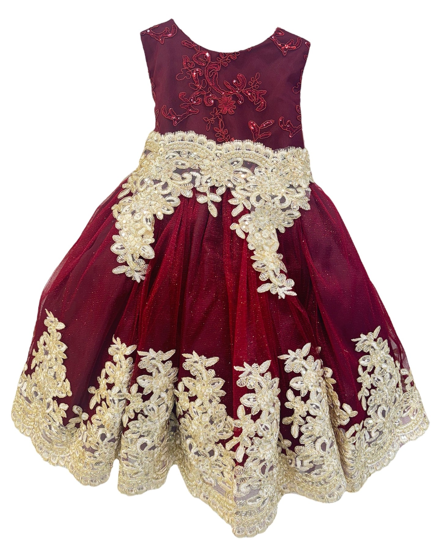 Party / Flower Girl Dress (Sophie)-Girls-Burgundy-2-Chacho's Kids