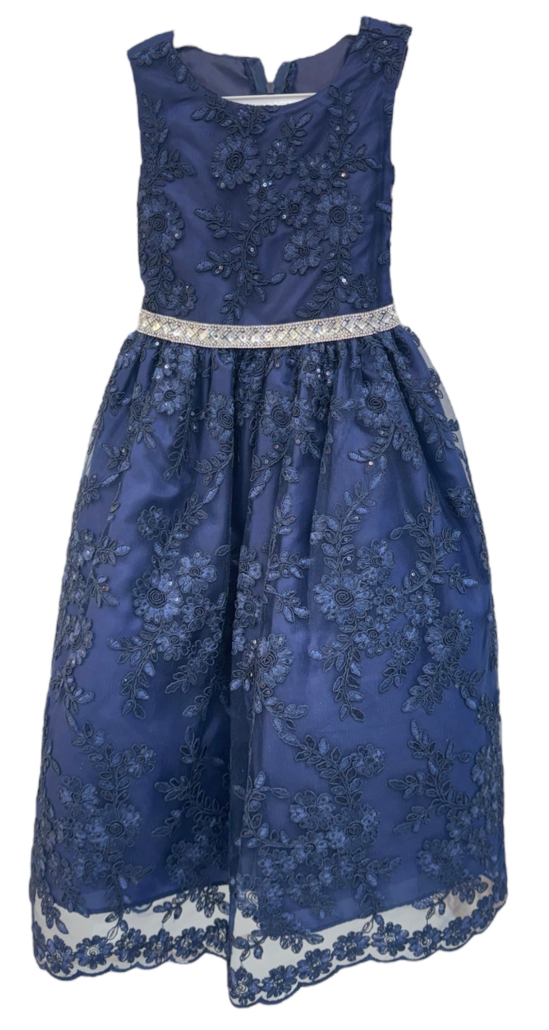 Party / Flower Girl Dress (D-1610)-Girls-Navy Blue-2-Chacho's Kids