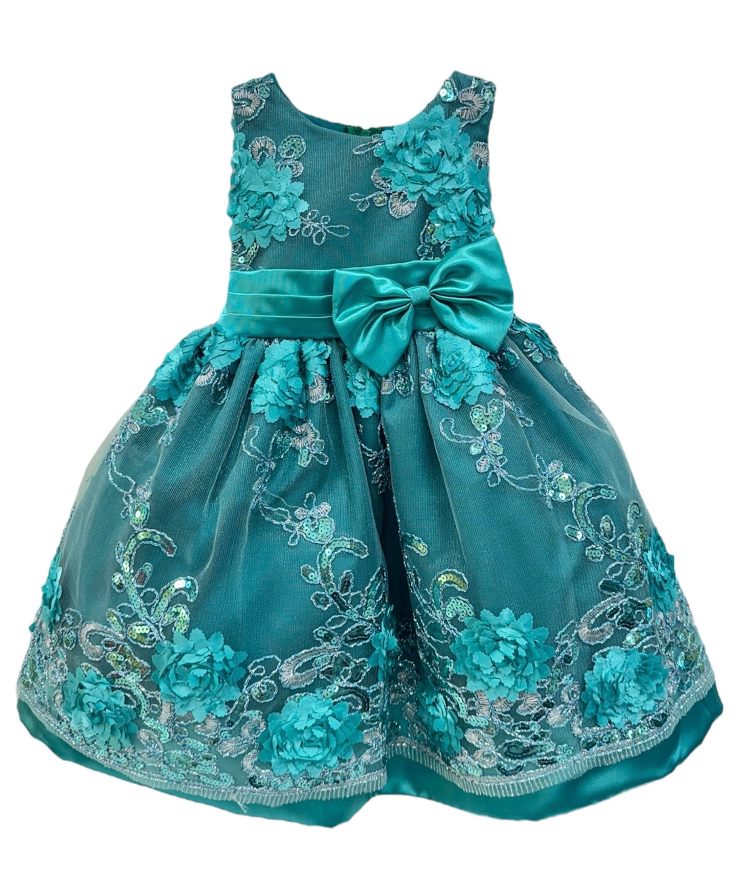 Party / Flower Girl Dress (SS3010D)-Girls-Teal-2-Chacho's Kids