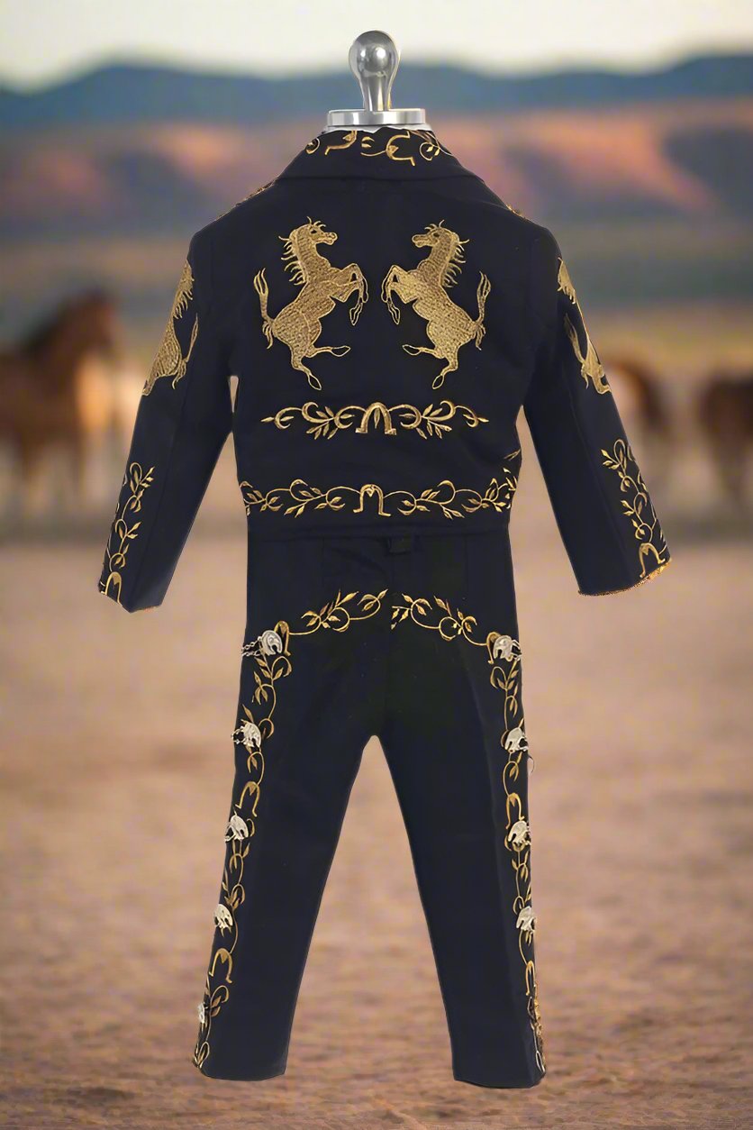 Charro Suit (6-Piece) Black/Gold-Boys-Chacho's Kids