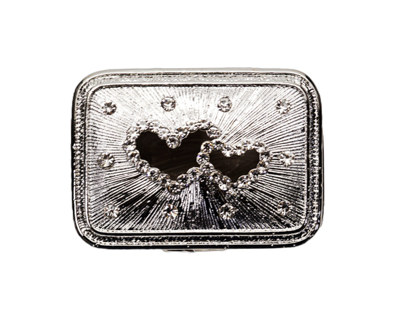 Wedding Arras-2 1/4" Silver Double Heart Rectangle Arras Box and Coin Set-Chacho's Kids